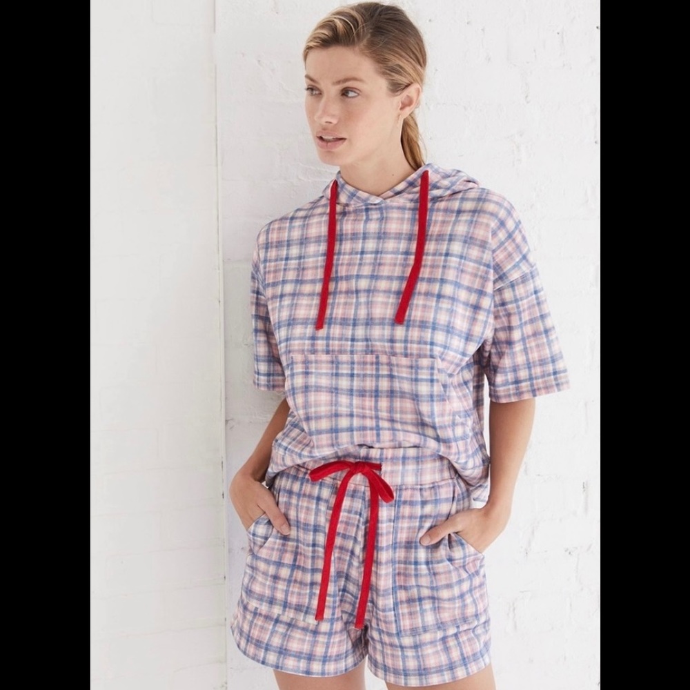 Anthropologie Kachel high waist blue white and pink plaid shorts size S NWT - Picture 15 of 15
